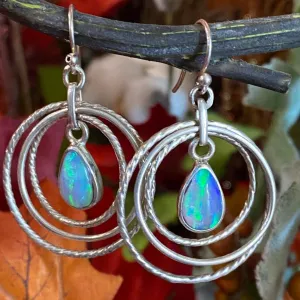Circle Natural Opal Earrings
