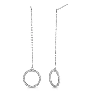 Circle Wire Dangling CZ Earrings
