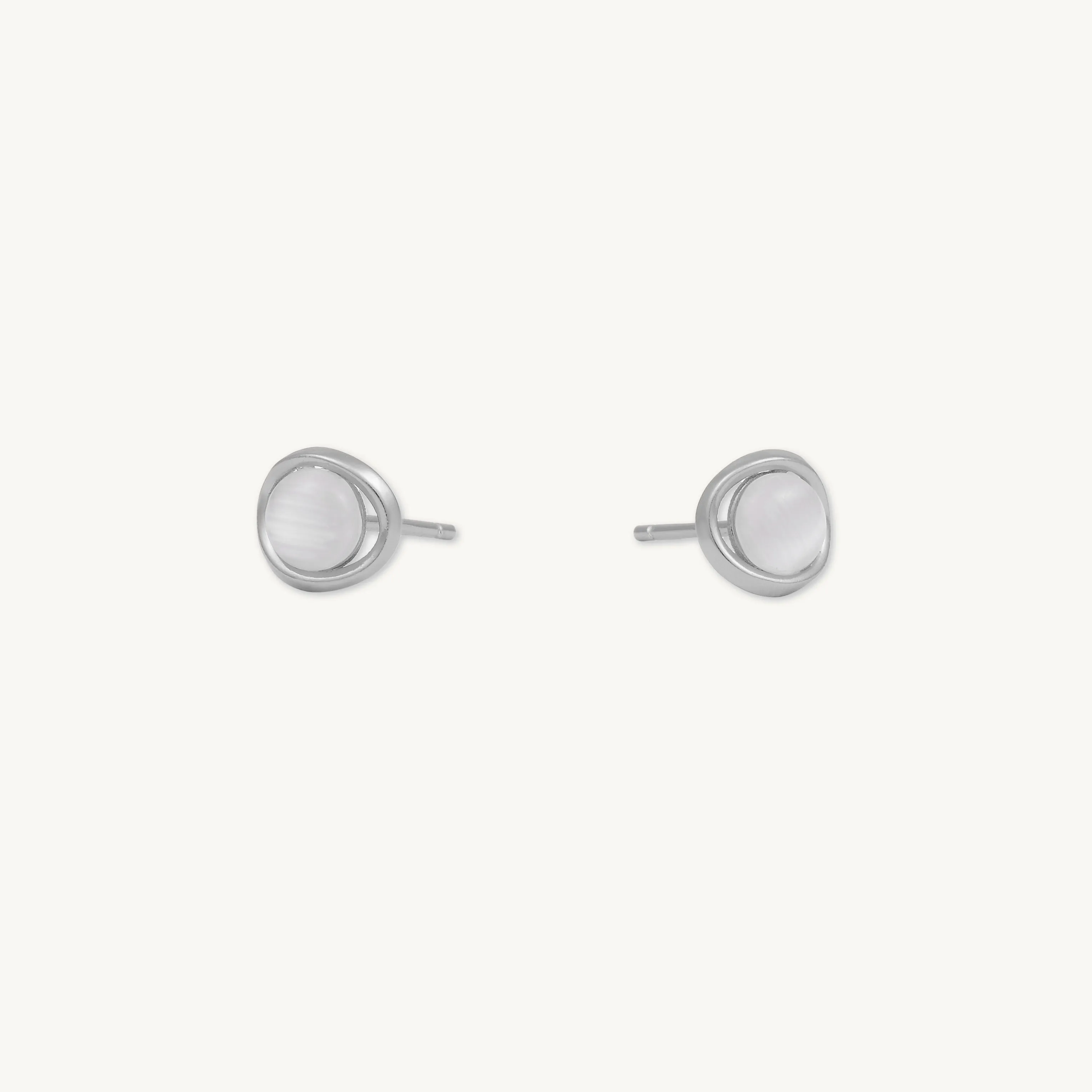 Circular Moonstone Stud Earrings