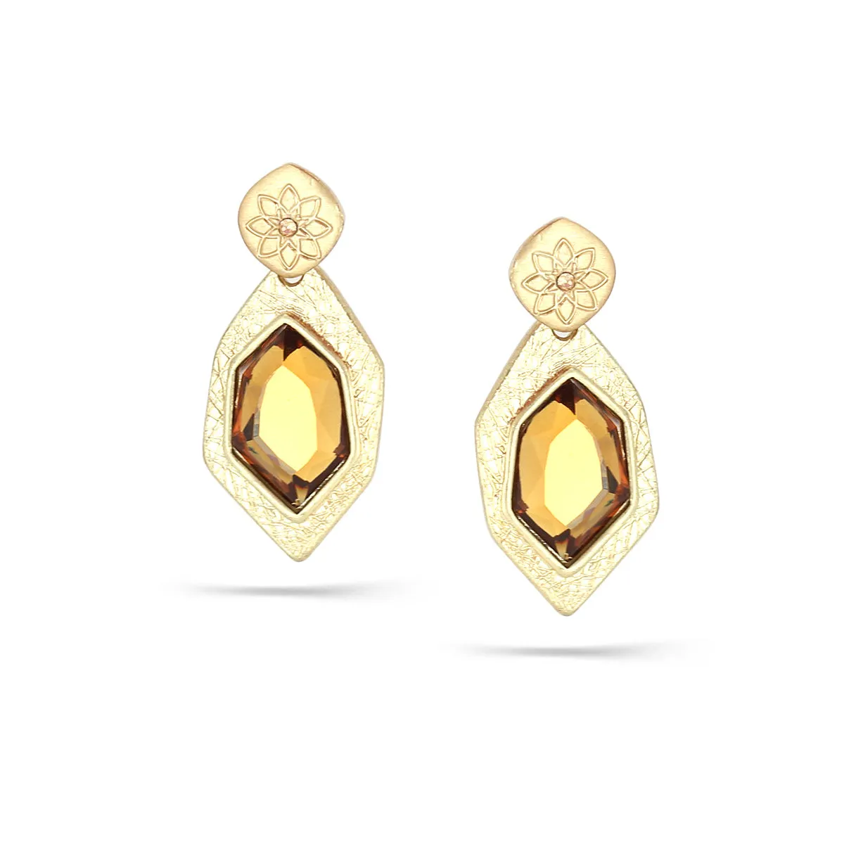 CITRINE FACETED STONE DROP EARRINGS #252GD3401 (1C12/7A3)