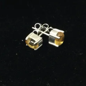 Citrine Oval Four Prong Stud Earrings