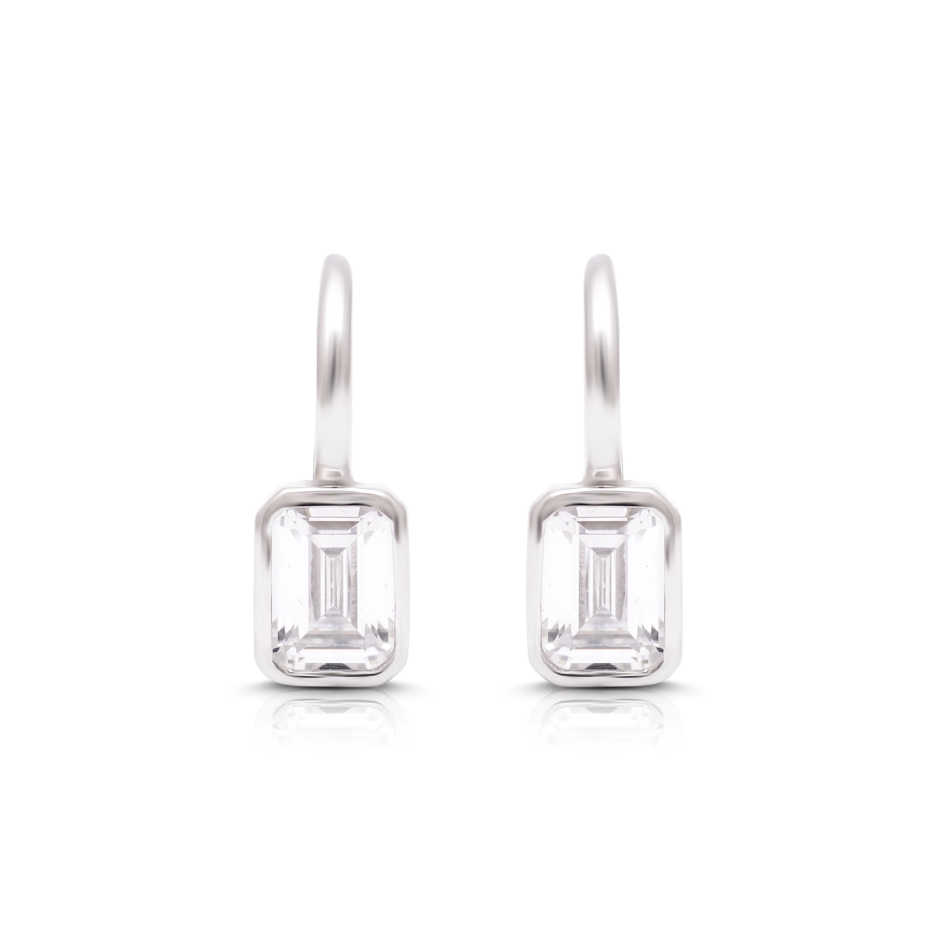Classic Emerald-Cut Cubic Zirconia Leverback Earrings