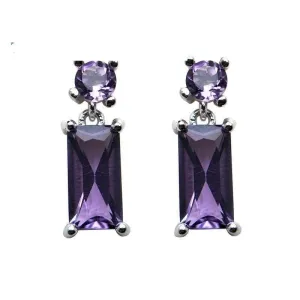 Classic Natural Amethyst Gemstone 925 Sterling Silver Earrings
