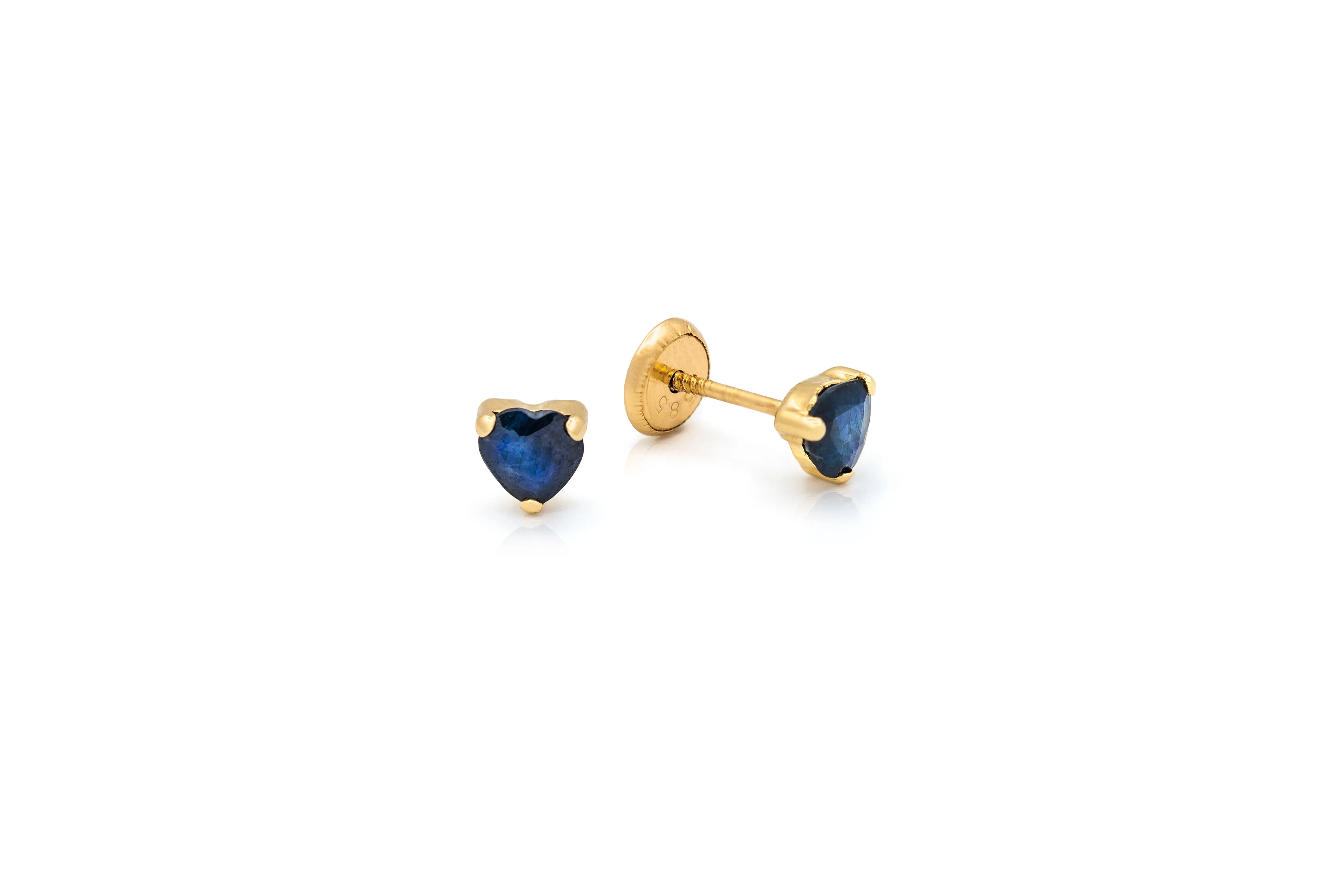 Color Stone Heart Baby Earrings 4X4MM