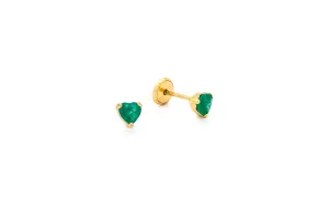 Color Stone Heart Baby Earrings 4X4MM