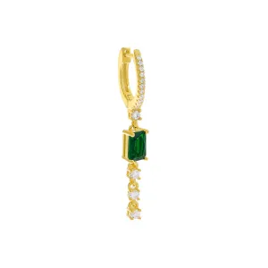 Colored Baguette Drop Huggie Earring 