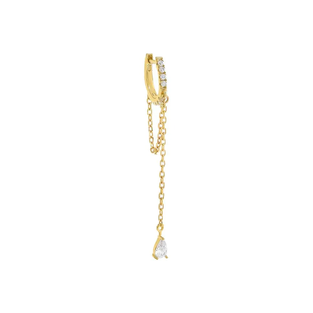 Colored Dangling Marquise Drop Chain Huggie Earring