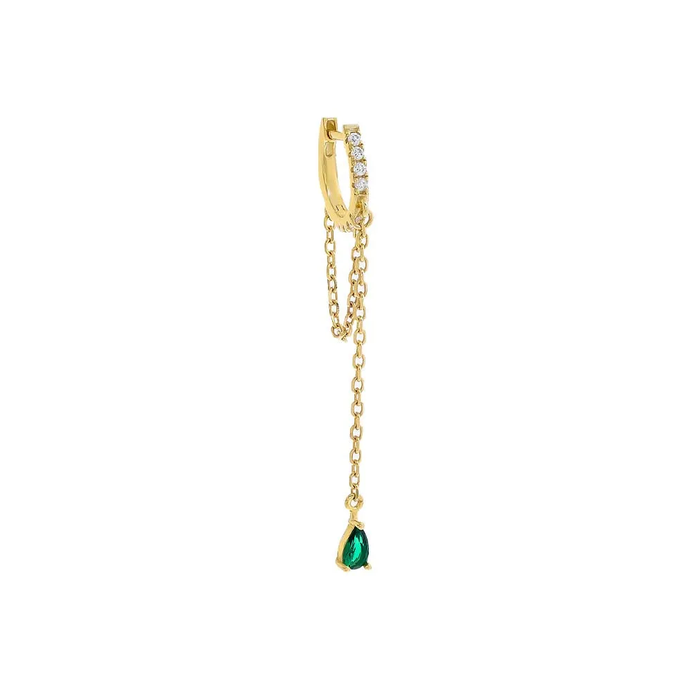 Colored Dangling Marquise Drop Chain Huggie Earring