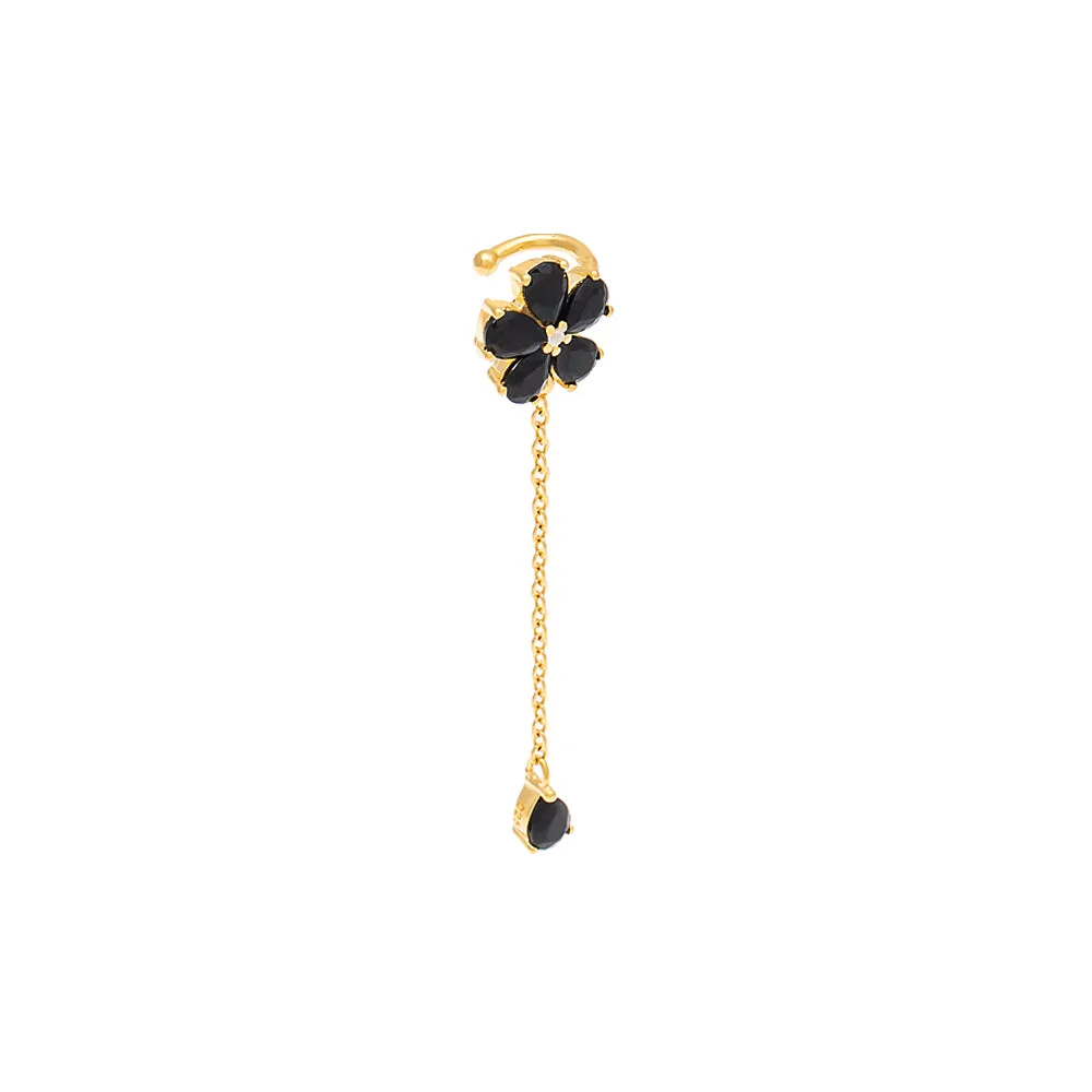 Colored Flower Chain Drop Ear Cuff
