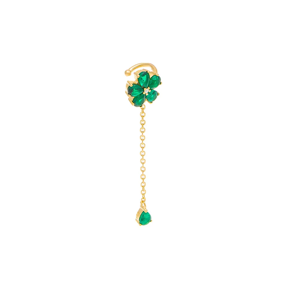 Colored Flower Chain Drop Ear Cuff