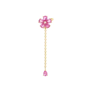 Colored Flower Chain Drop Ear Cuff