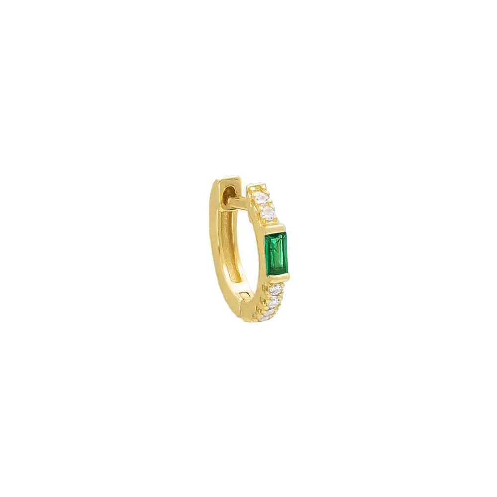 Colored Pavé Baguette Huggie Earring