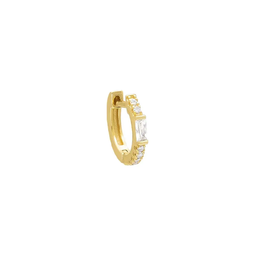 Colored Pavé Baguette Huggie Earring