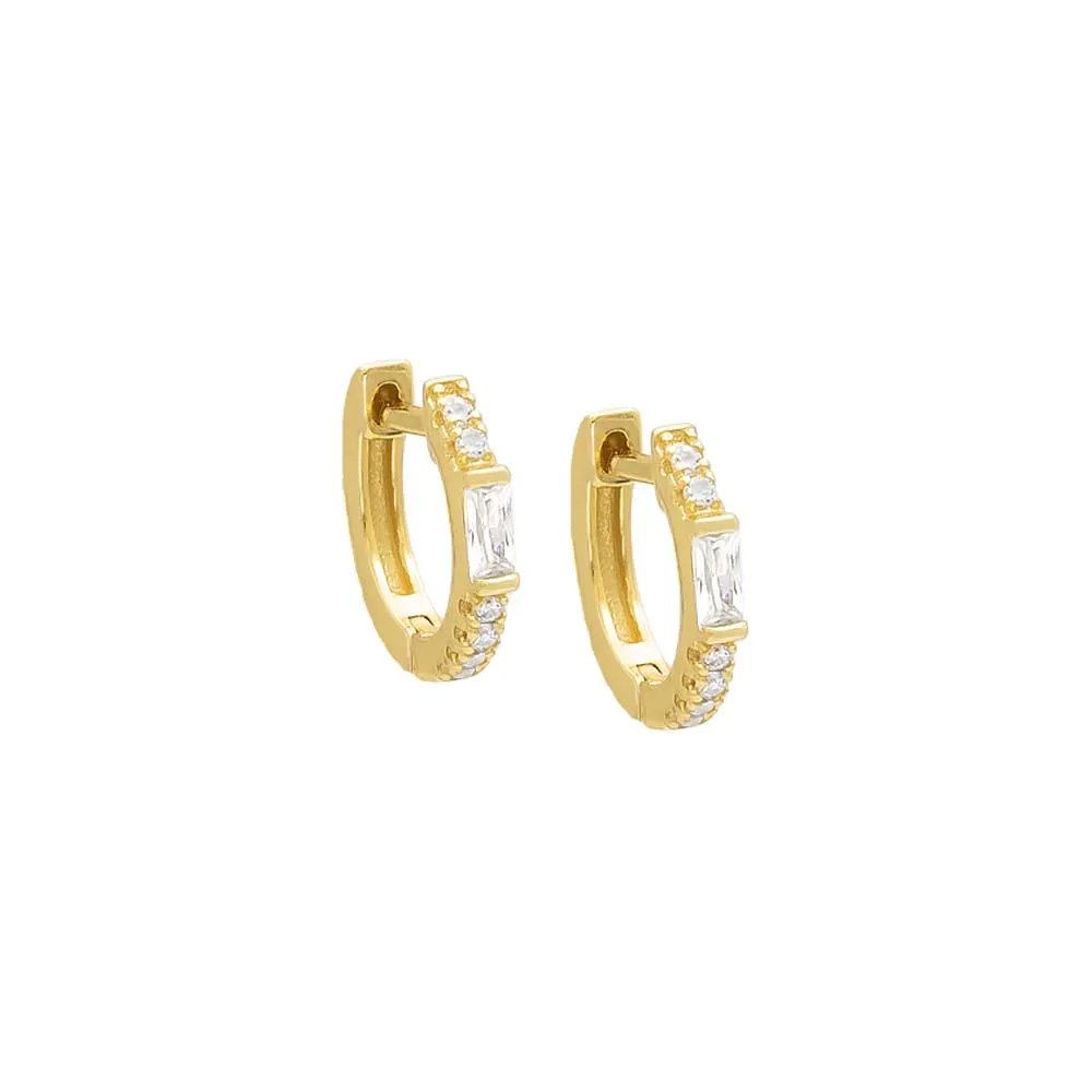 Colored Pavé Baguette Huggie Earring