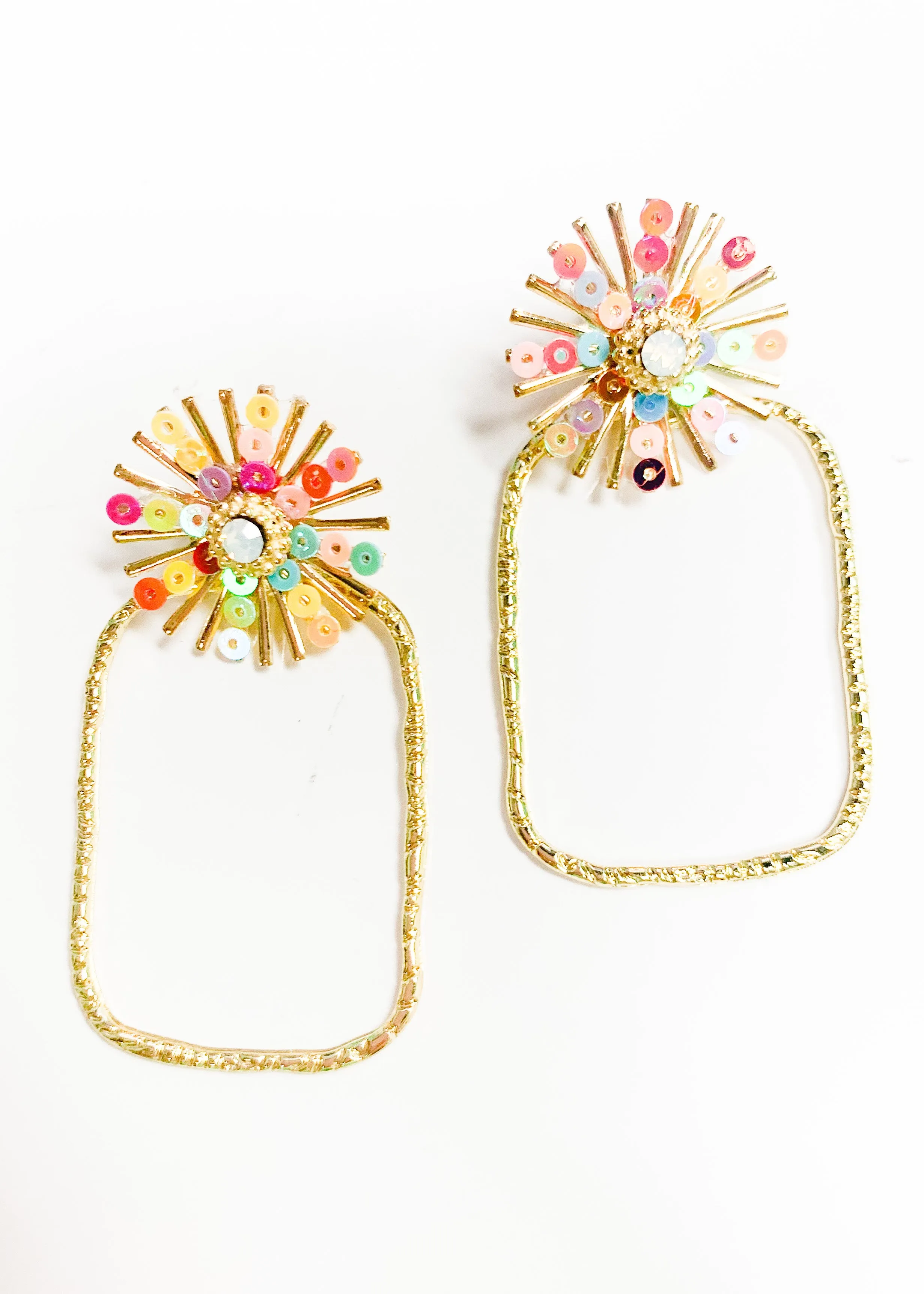 Colorful Sequin Sunburst Hoops