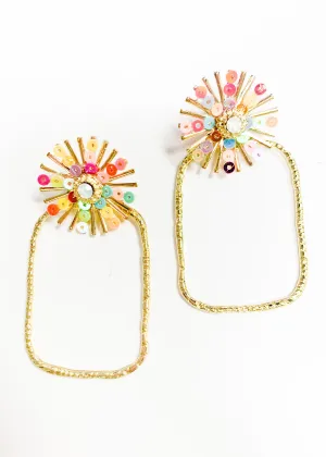Colorful Sequin Sunburst Hoops
