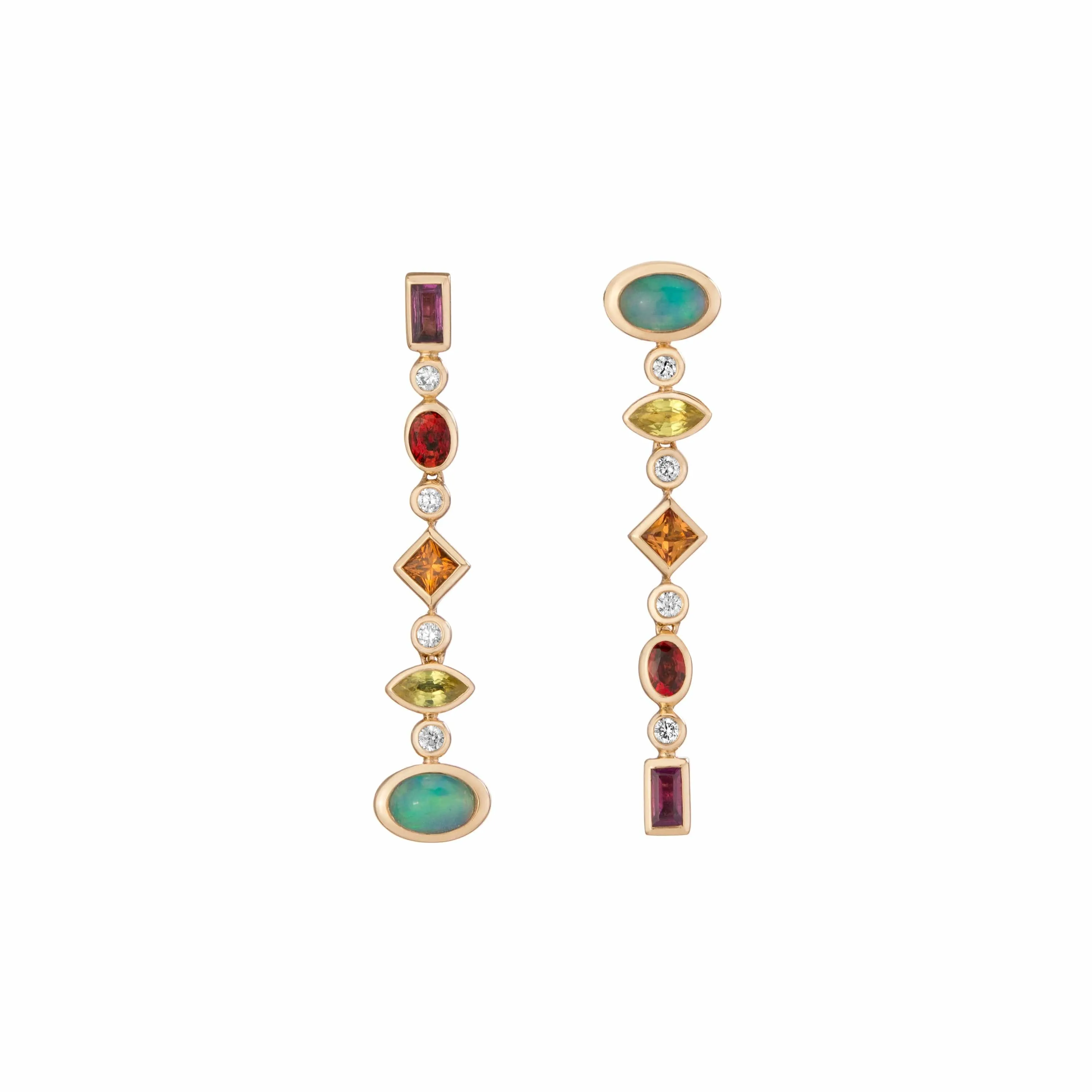 confetti convertible earrings, warm sapphire mix