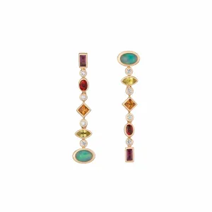 confetti convertible earrings, warm sapphire mix