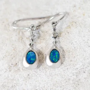 'Cosmo' Silver Doublet Opal Earrings
