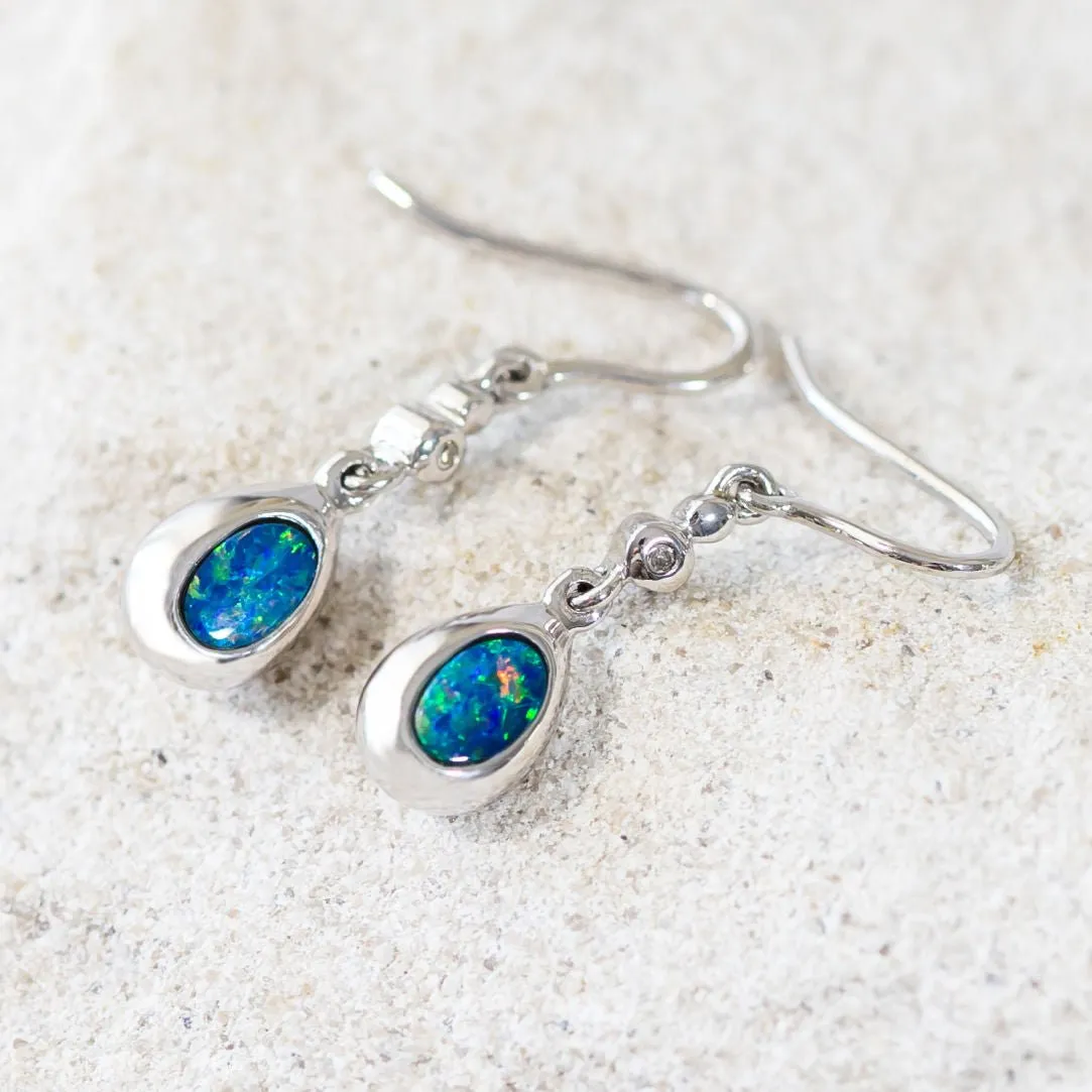'Cosmo' Silver Doublet Opal Earrings