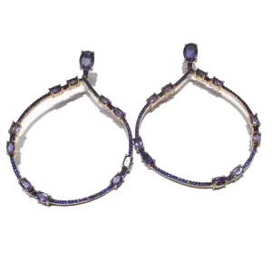 Crisor pendant earrings silver 925 pvd gold pink Amethyst zirconi blue or 3884rioz