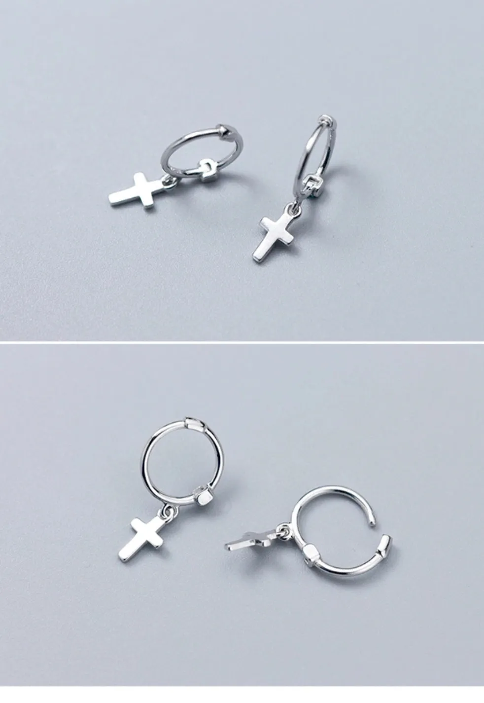 Cross Drop Huggies Earrings-SH026