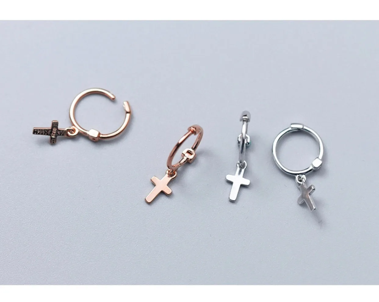 Cross Drop Huggies Earrings-SH026