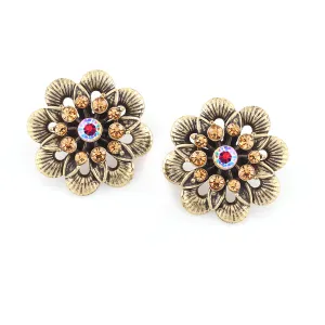 CRYSTAL FLOWER STUD EARRINGS #243BR31P (1E17/1D10)