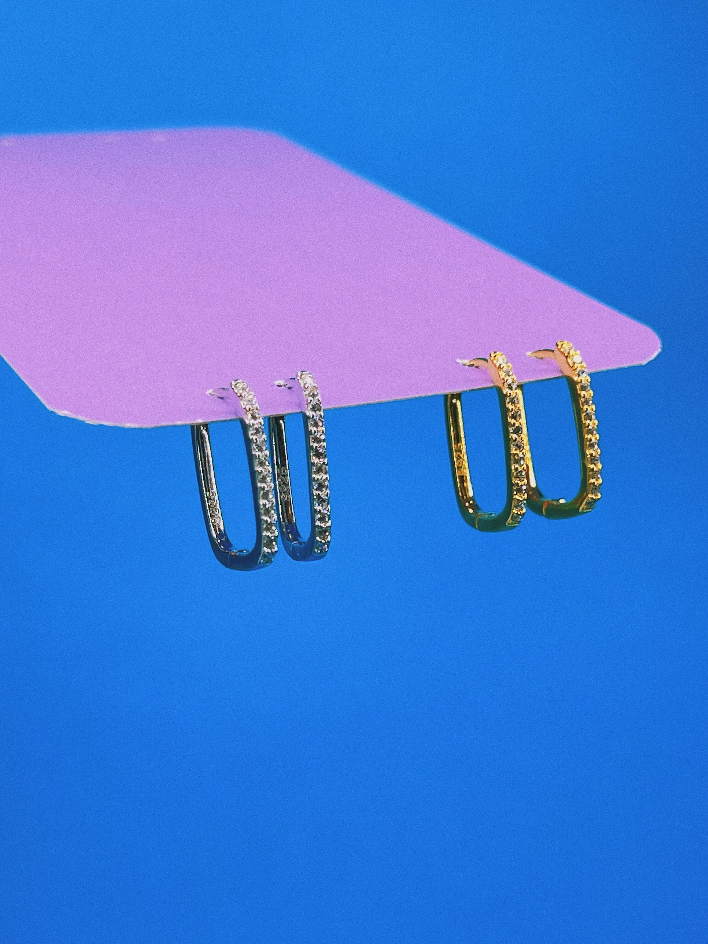 Crystal Rectangle Hoop Earrings