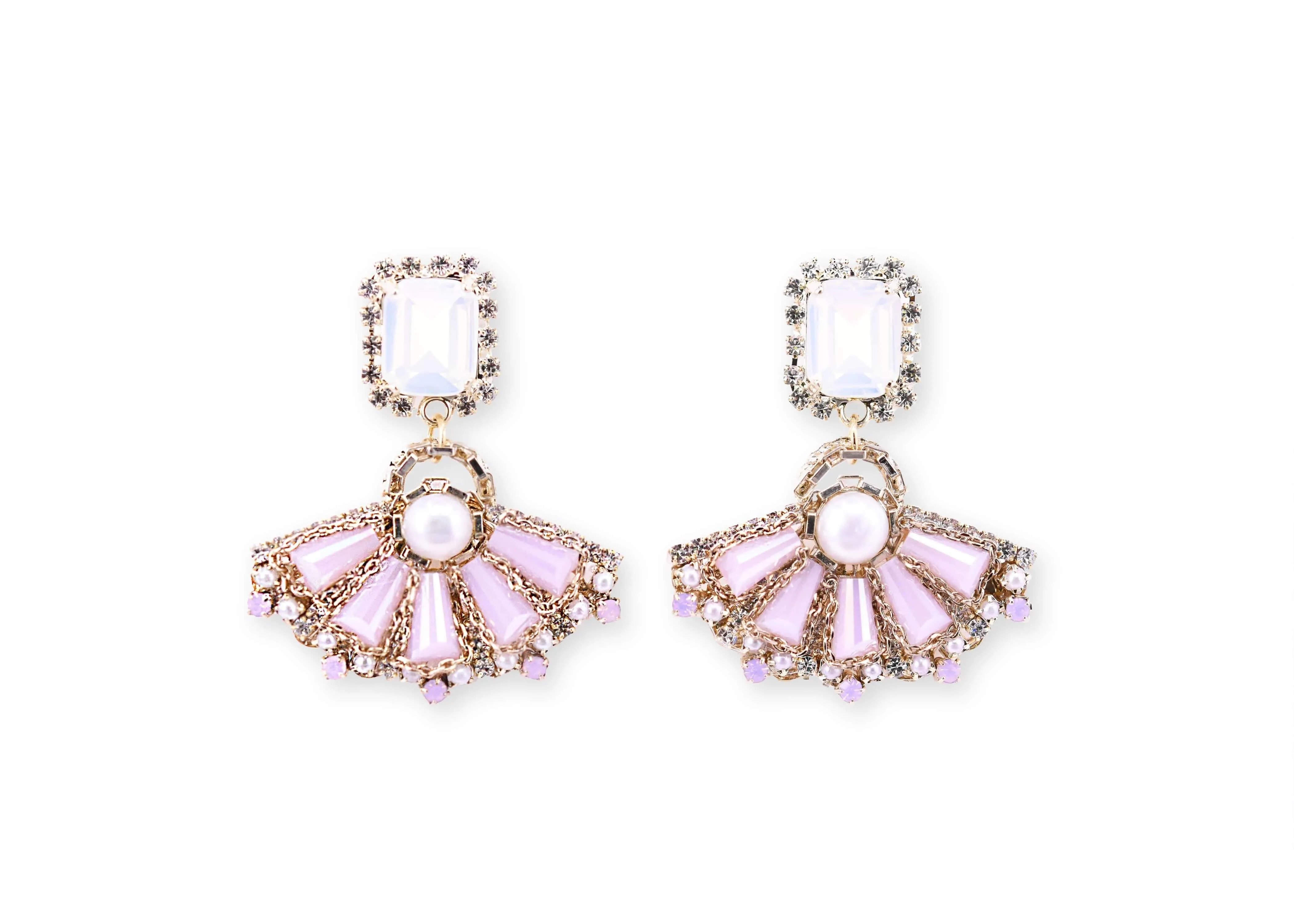 Cubic fan shaped earrings