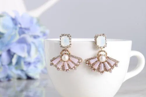 Cubic fan shaped earrings