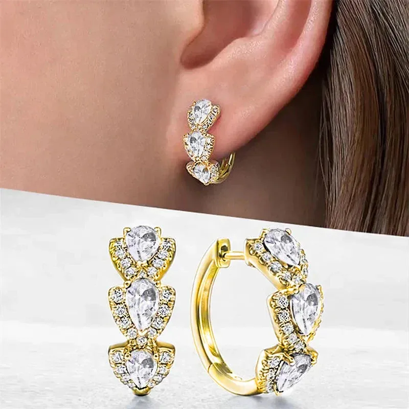 Cubic Zirconia Hoop Earrings Wedding Party Elegant Accessories for Women Anniversary