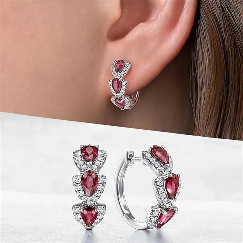 Cubic Zirconia Hoop Earrings Wedding Party Elegant Accessories for Women Anniversary