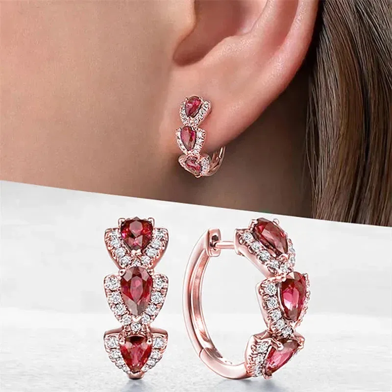 Cubic Zirconia Hoop Earrings Wedding Party Elegant Accessories for Women Anniversary