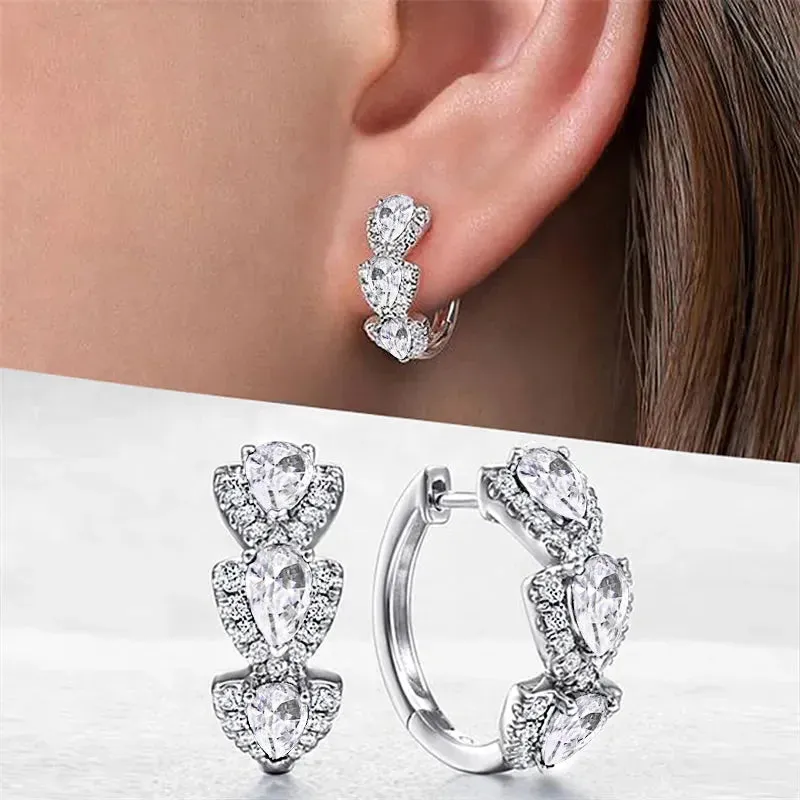 Cubic Zirconia Hoop Earrings Wedding Party Elegant Accessories for Women Anniversary