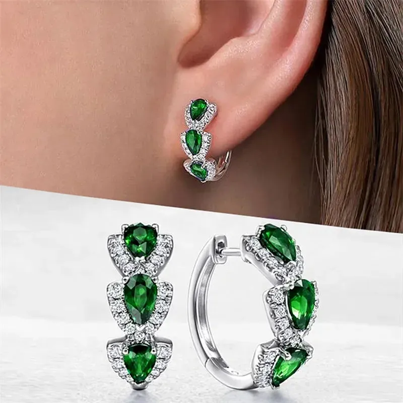 Cubic Zirconia Hoop Earrings Wedding Party Elegant Accessories for Women Anniversary