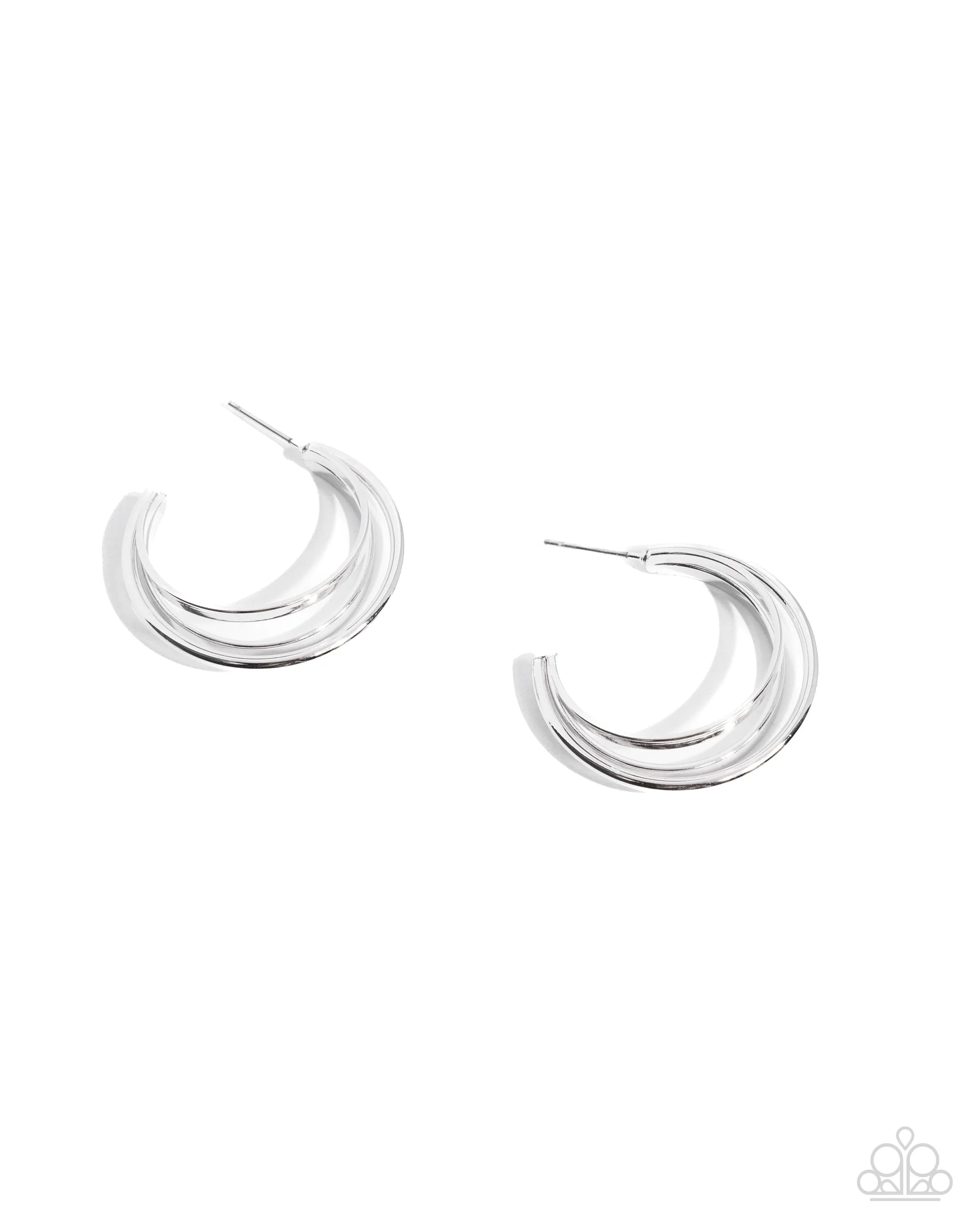 Curly Charisma - Silver - High Sheen Triple Paparazzi Hoop Earrings