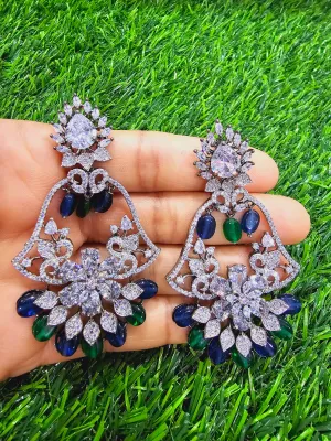 CZ and Blue Green Earrings