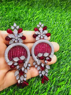 CZ and Ruby Earrings