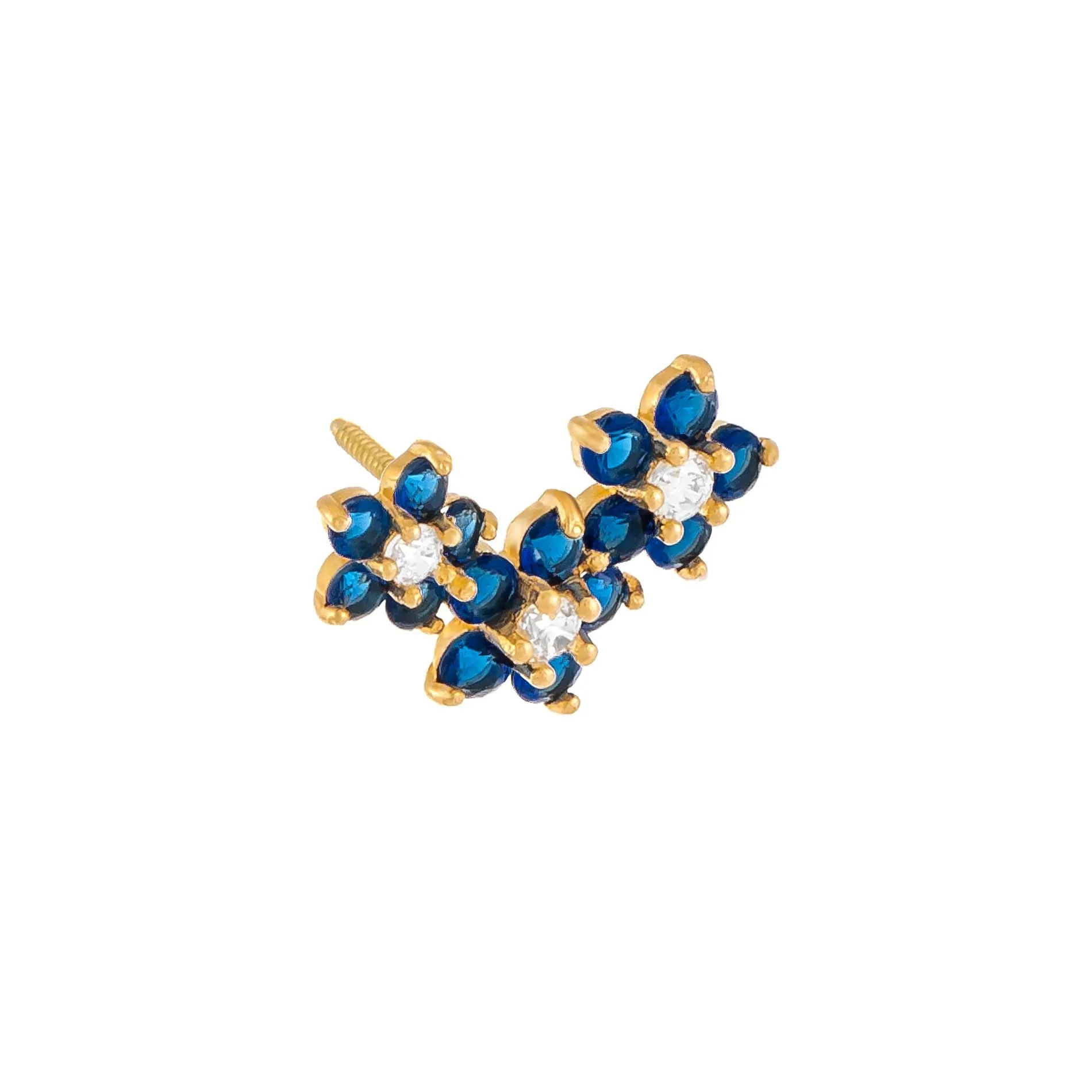 CZ Colored Flower Cluster Stud Earring 14K