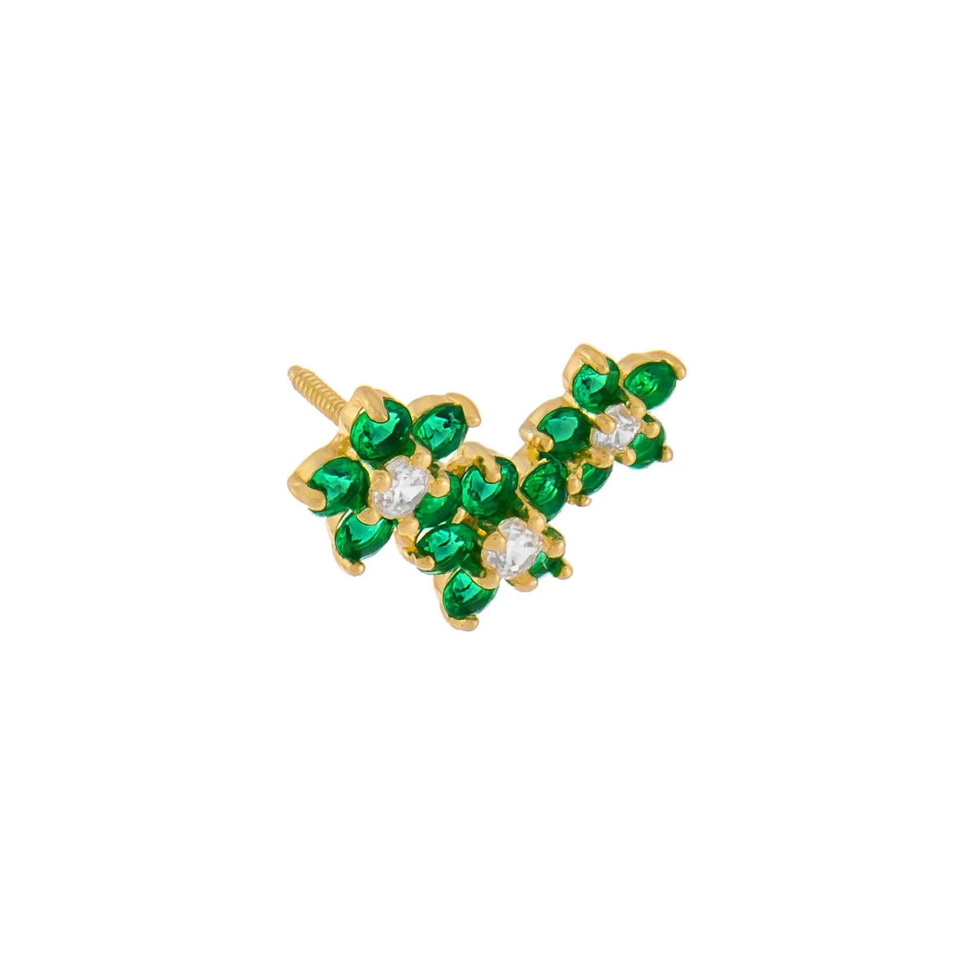 CZ Colored Flower Cluster Stud Earring 14K