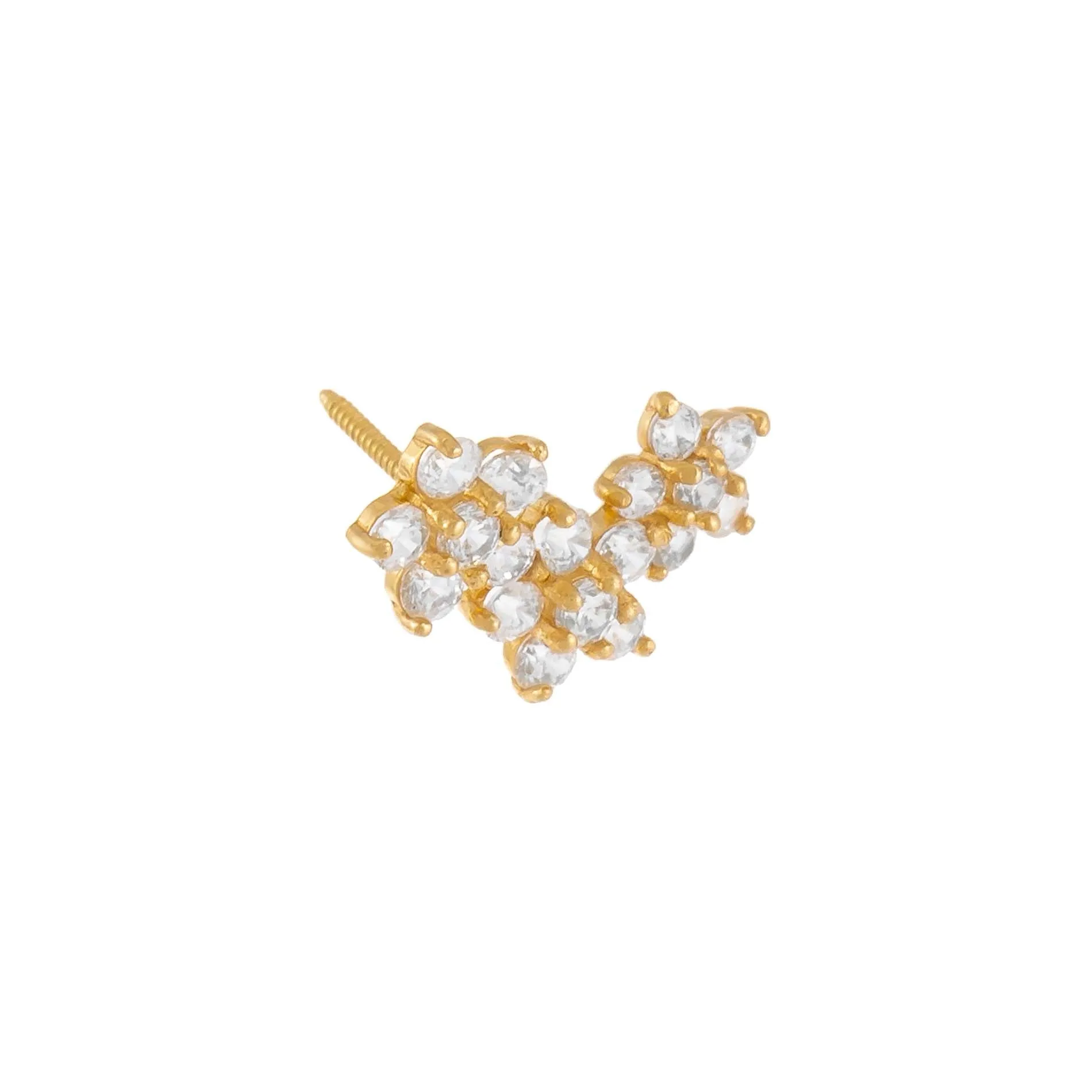 CZ Colored Flower Cluster Stud Earring 14K