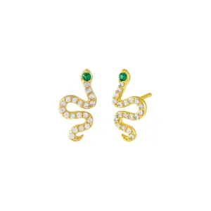 CZ Emerald Green Snake Stud Earring