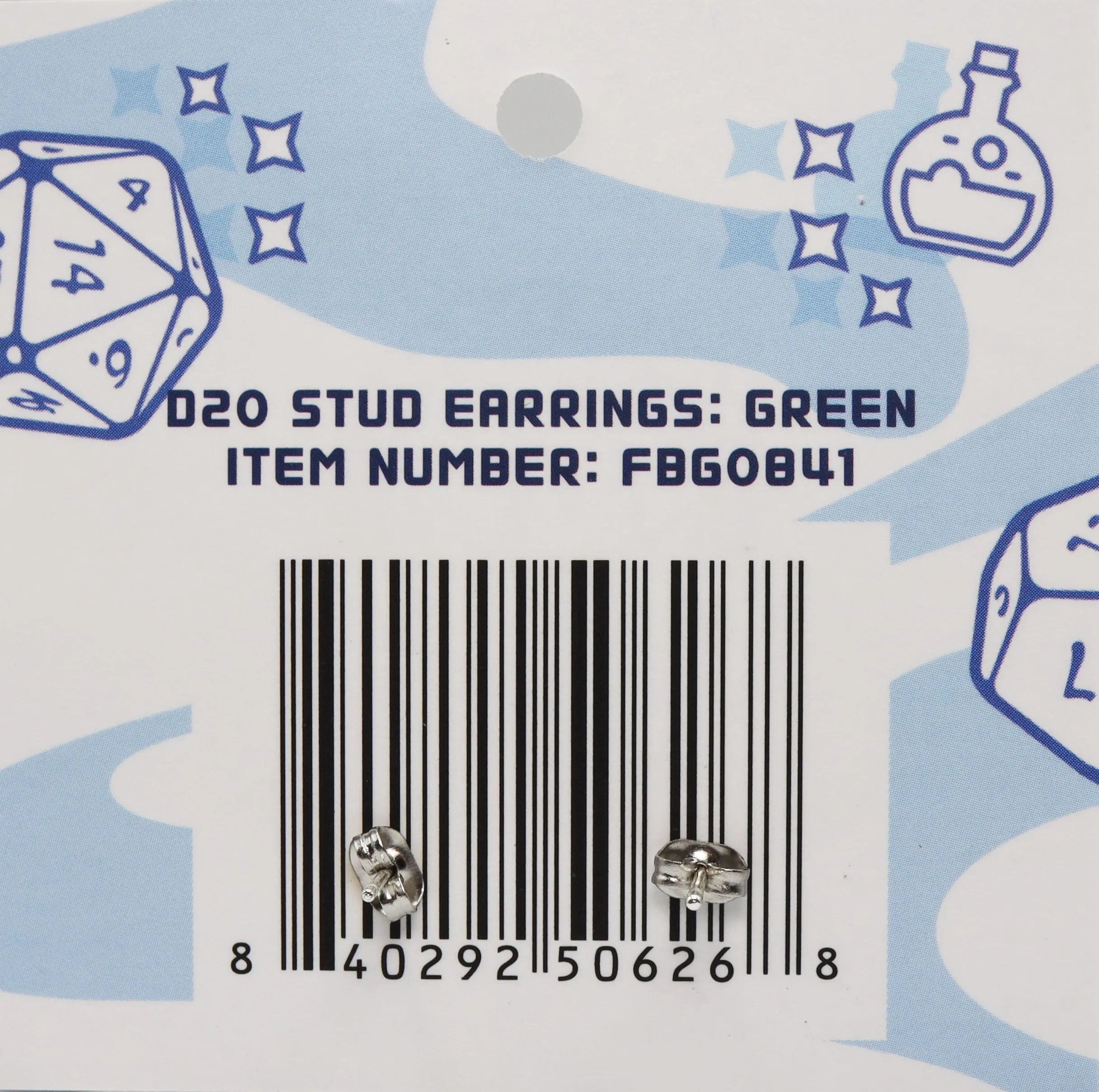 D20 Stud Earrings: Green