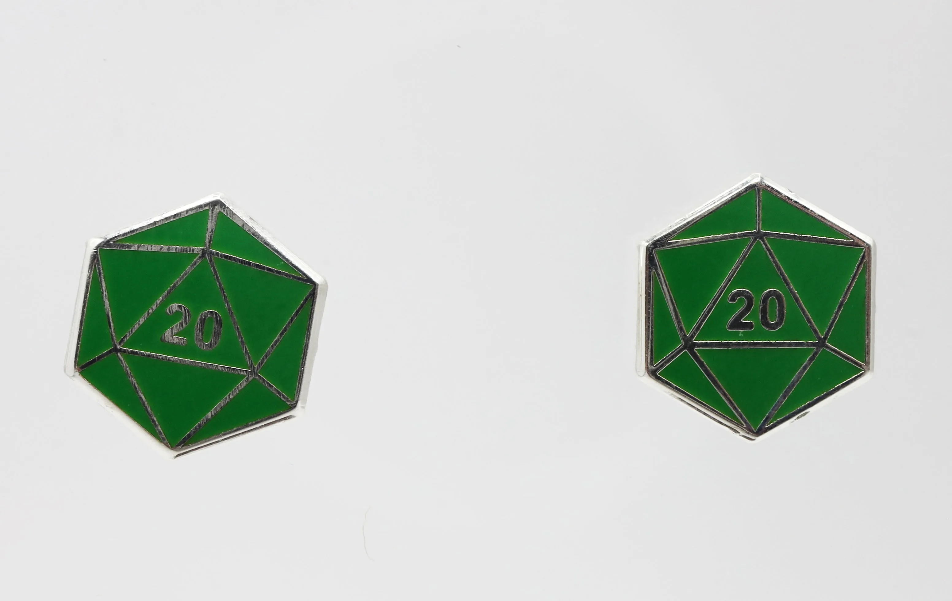D20 Stud Earrings: Green