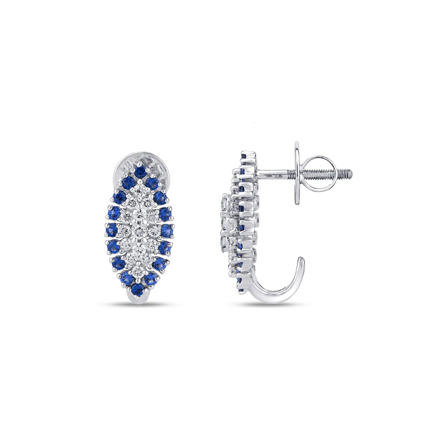 Dainty Blue Sapphire and Diamond Stud Earrings