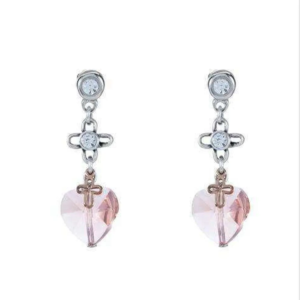 Dangle And Drop Earrings With Peach Hearts