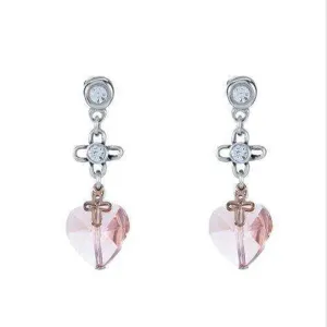 Dangle And Drop Earrings With Peach Hearts