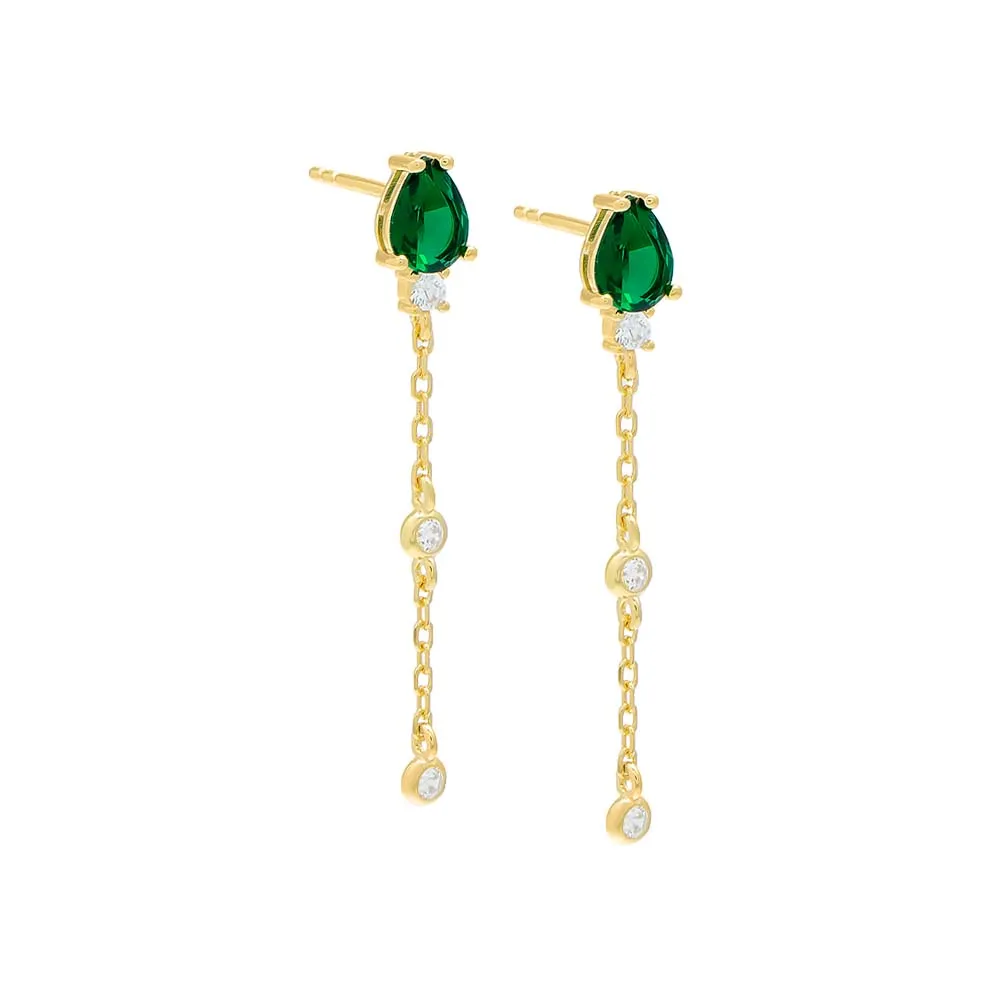 Dangling CZ Drop Stud Earring