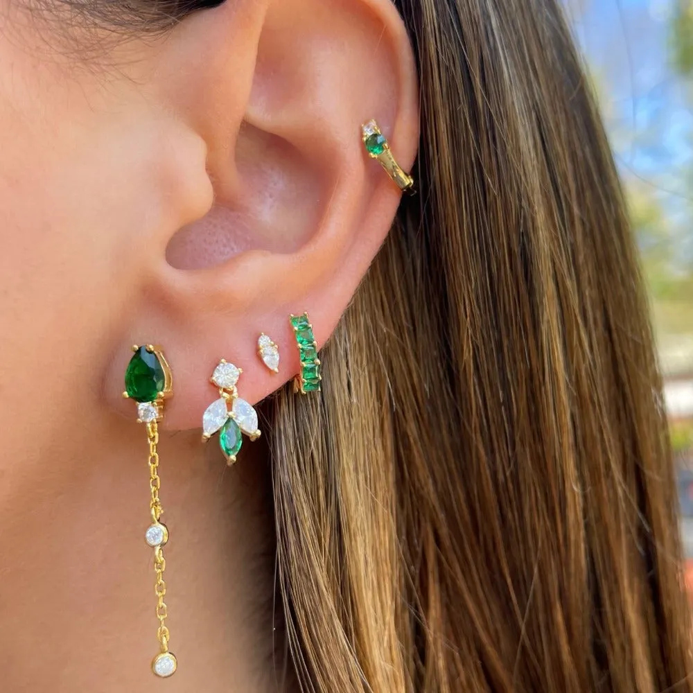 Dangling CZ Drop Stud Earring